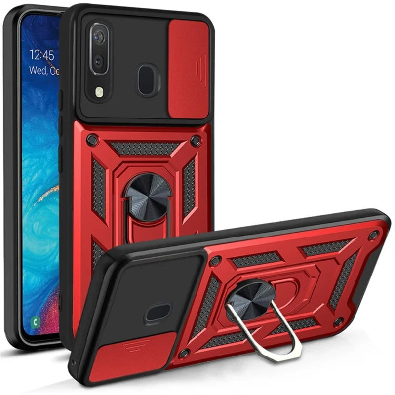 Funda Case para Samsung A51 Holder Protector Camara Rojo