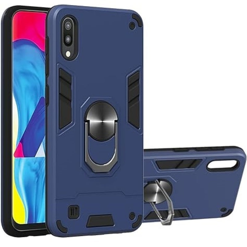 Funda para Samsung A10 con Anillo Metálico Azul Antishock