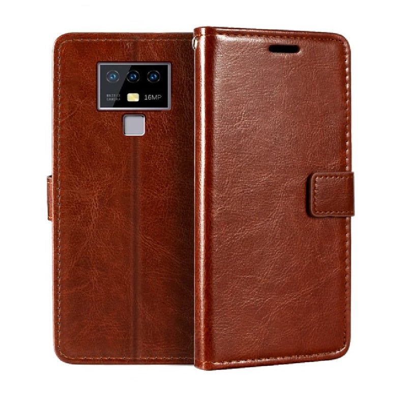 Funda Case for Huawei Redmi 9A Flip Cover Marrón Antishock