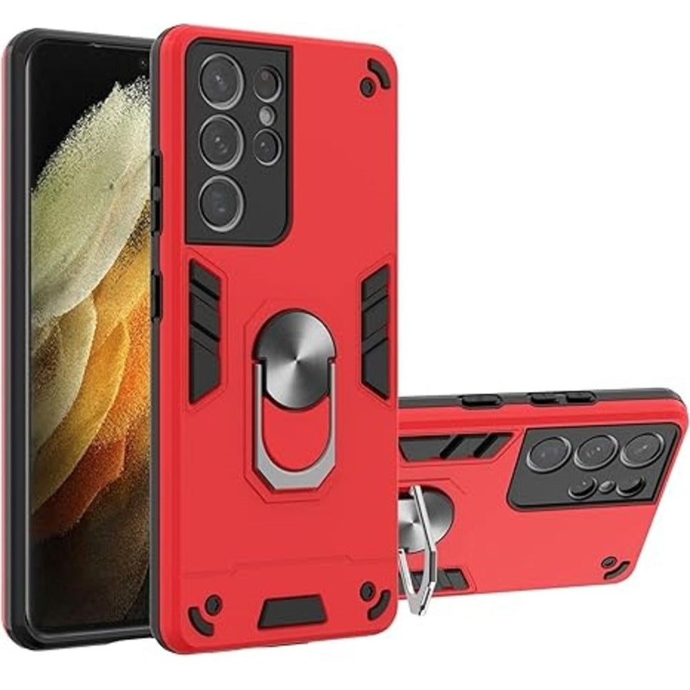 Funda Case para Samsung S21 Ultra con Anillo Metálico Rojo